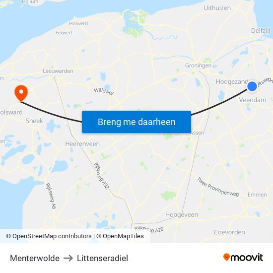 Menterwolde to Littenseradiel map