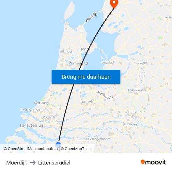 Moerdijk to Littenseradiel map