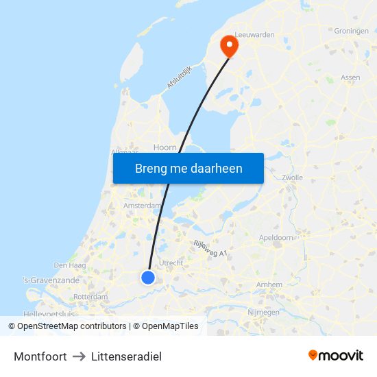 Montfoort to Littenseradiel map