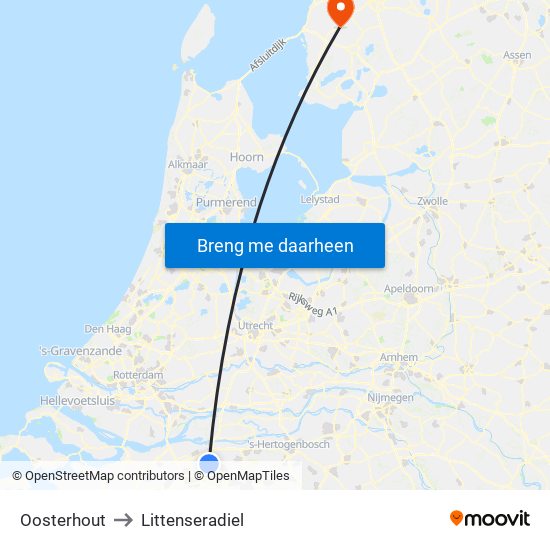 Oosterhout to Littenseradiel map