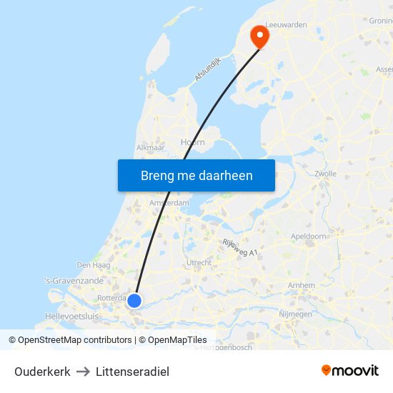 Ouderkerk to Littenseradiel map