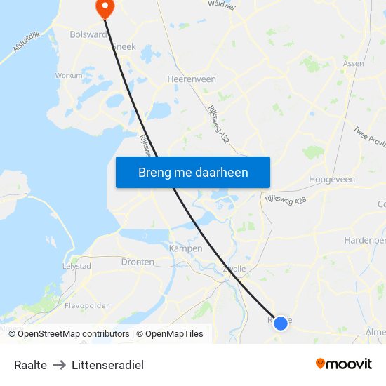 Raalte to Littenseradiel map