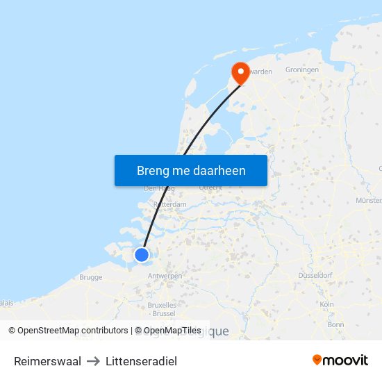 Reimerswaal to Littenseradiel map