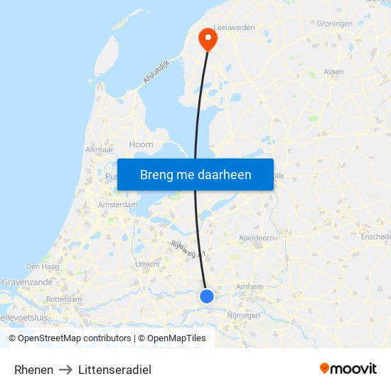 Rhenen to Littenseradiel map