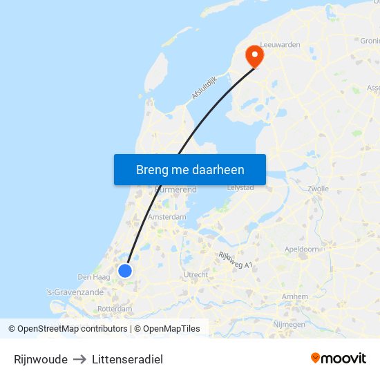 Rijnwoude to Littenseradiel map