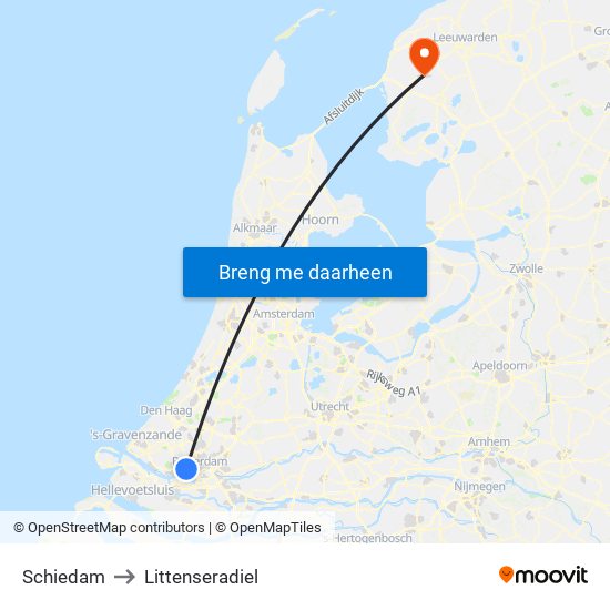 Schiedam to Littenseradiel map