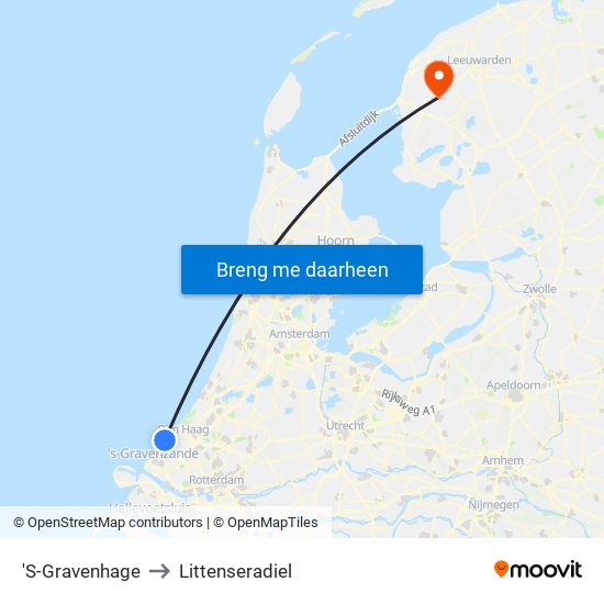 'S-Gravenhage to Littenseradiel map