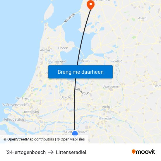 'S-Hertogenbosch to Littenseradiel map