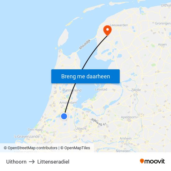 Uithoorn to Littenseradiel map