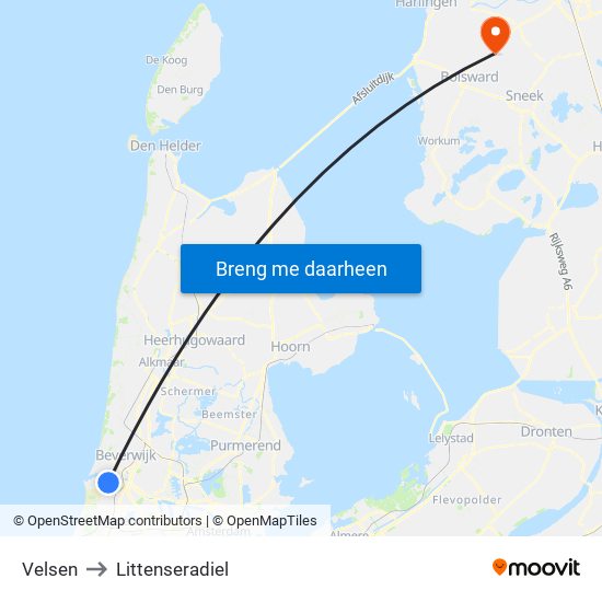 Velsen to Littenseradiel map