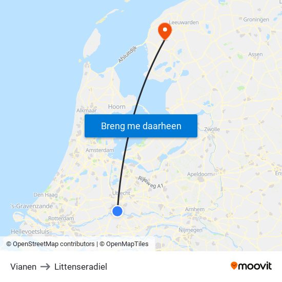 Vianen to Littenseradiel map