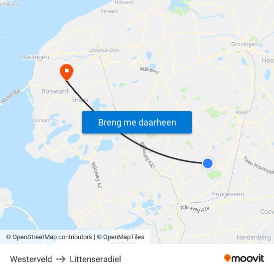 Westerveld to Littenseradiel map