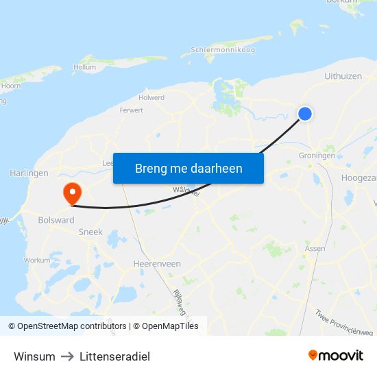 Winsum to Littenseradiel map