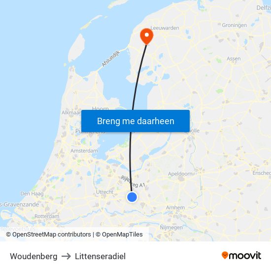 Woudenberg to Littenseradiel map