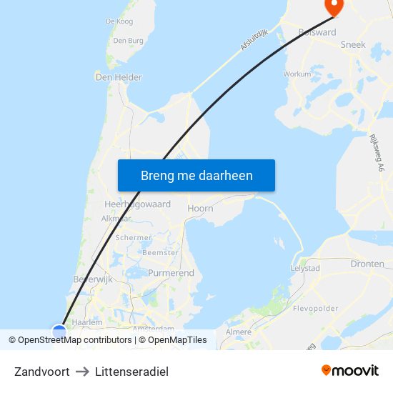 Zandvoort to Littenseradiel map