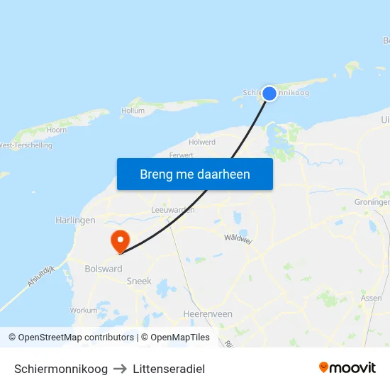 Schiermonnikoog to Littenseradiel map