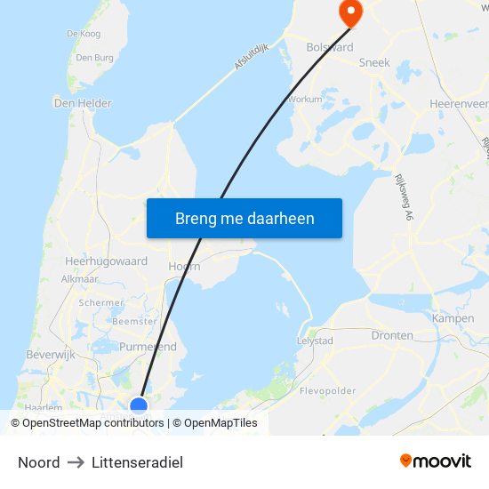Noord to Littenseradiel map