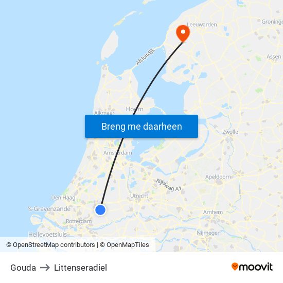 Gouda to Littenseradiel map