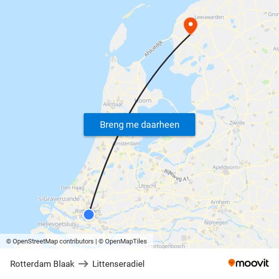 Rotterdam Blaak to Littenseradiel map