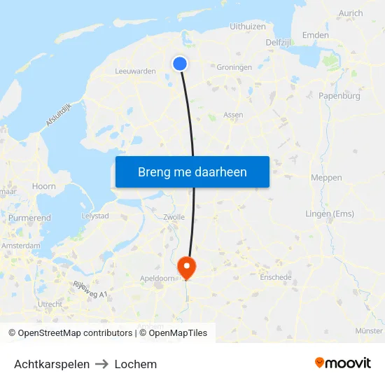 Achtkarspelen to Lochem map