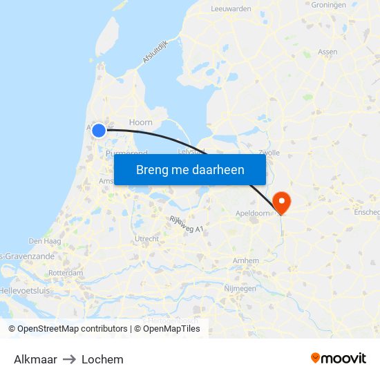 Alkmaar to Lochem map