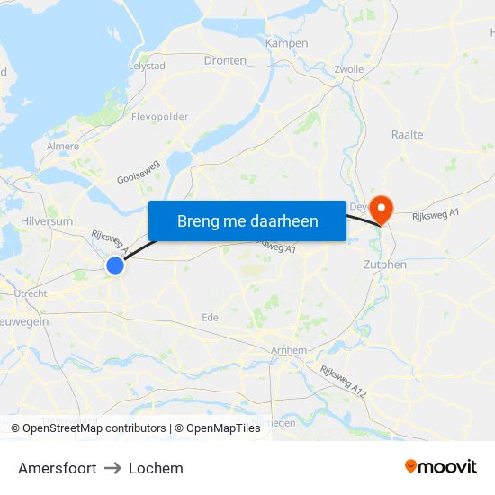 Amersfoort to Lochem map