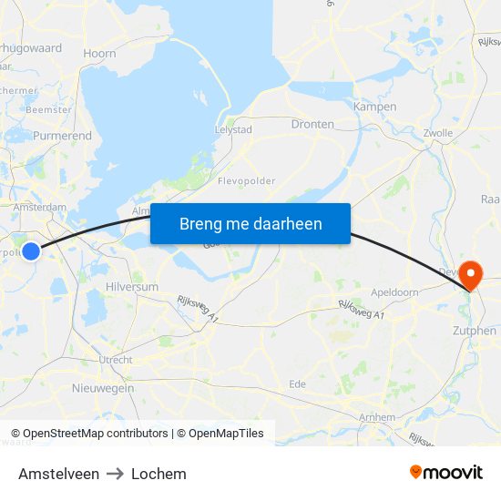Amstelveen to Lochem map
