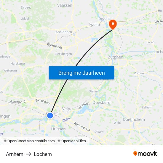 Arnhem to Lochem map