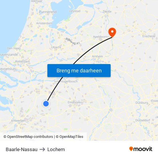 Baarle-Nassau to Lochem map