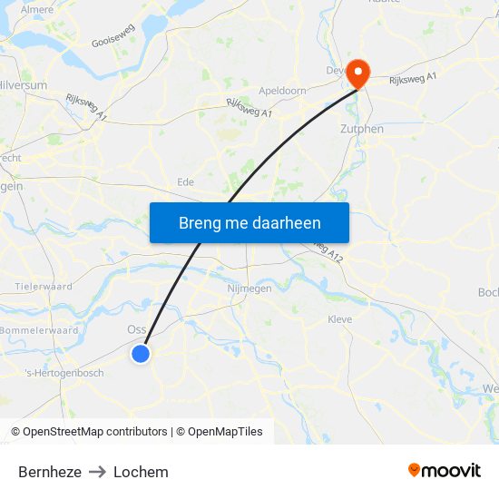 Bernheze to Lochem map