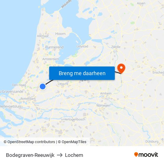 Bodegraven-Reeuwijk to Lochem map
