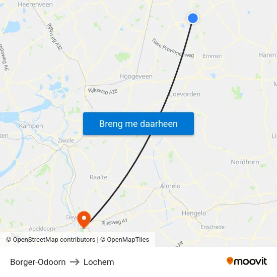 Borger-Odoorn to Lochem map