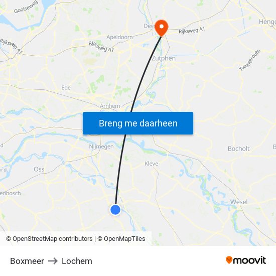 Boxmeer to Lochem map