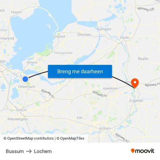 Bussum to Lochem map