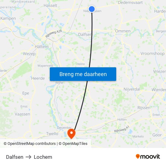 Dalfsen to Lochem map