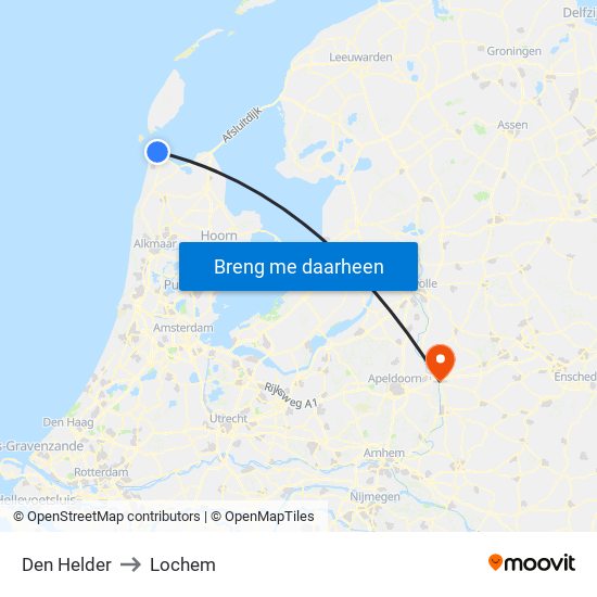 Den Helder to Lochem map