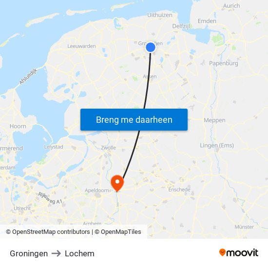 Groningen to Lochem map