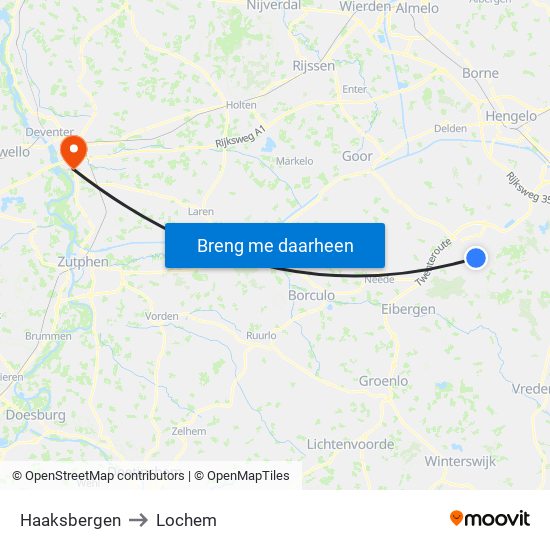 Haaksbergen to Lochem map