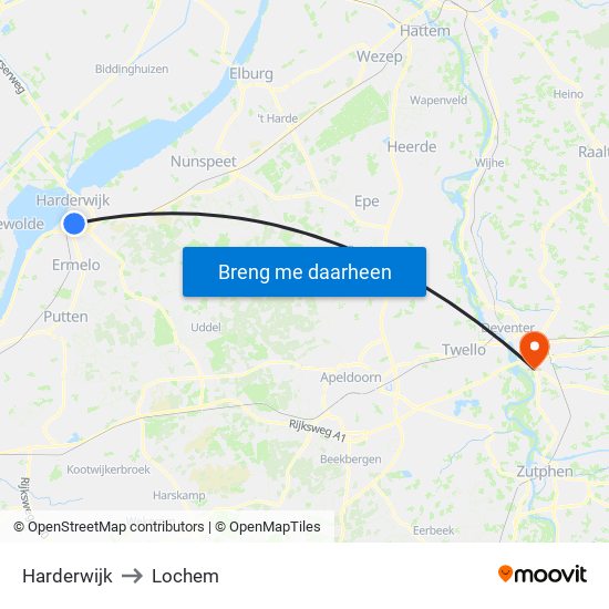 Harderwijk to Lochem map