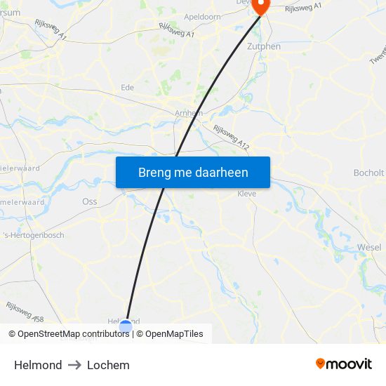 Helmond to Lochem map