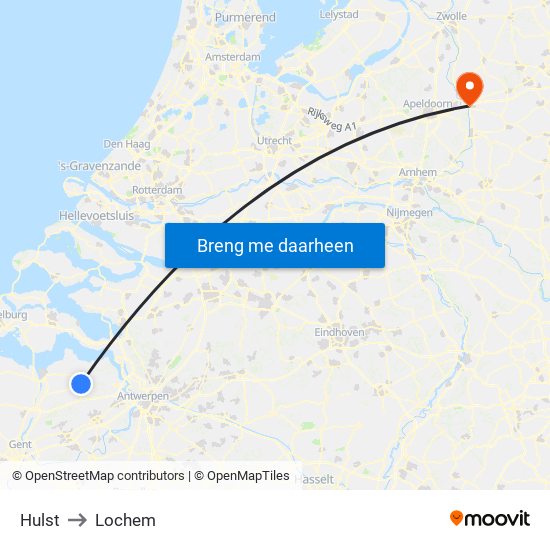 Hulst to Lochem map