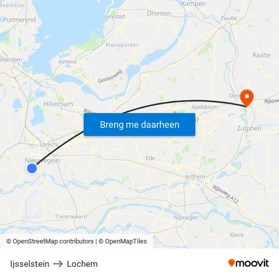 Ijsselstein to Lochem map