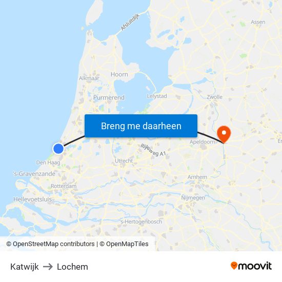 Katwijk to Lochem map