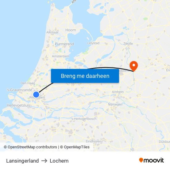 Lansingerland to Lochem map