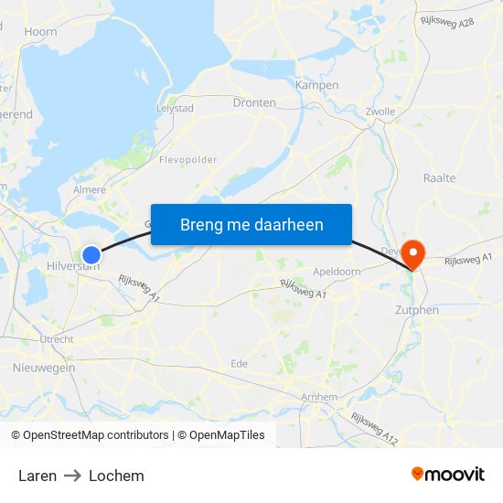 Laren to Lochem map