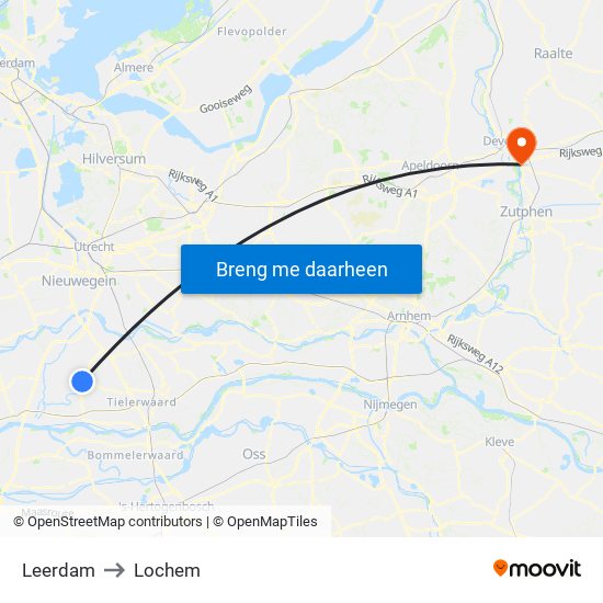 Leerdam to Lochem map