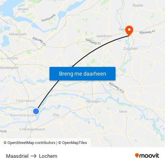 Maasdriel to Lochem map