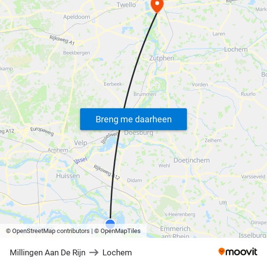 Millingen Aan De Rijn to Lochem map