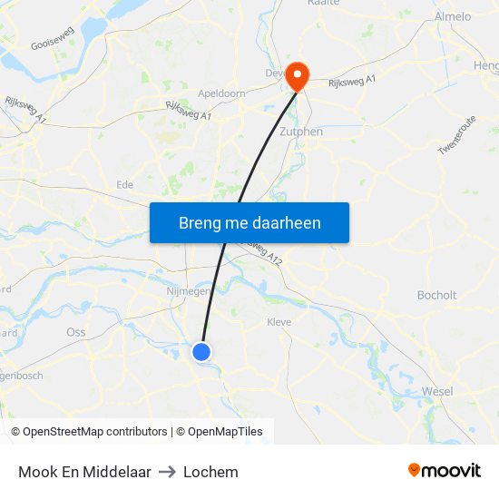 Mook En Middelaar to Lochem map