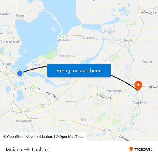 Muiden to Lochem map